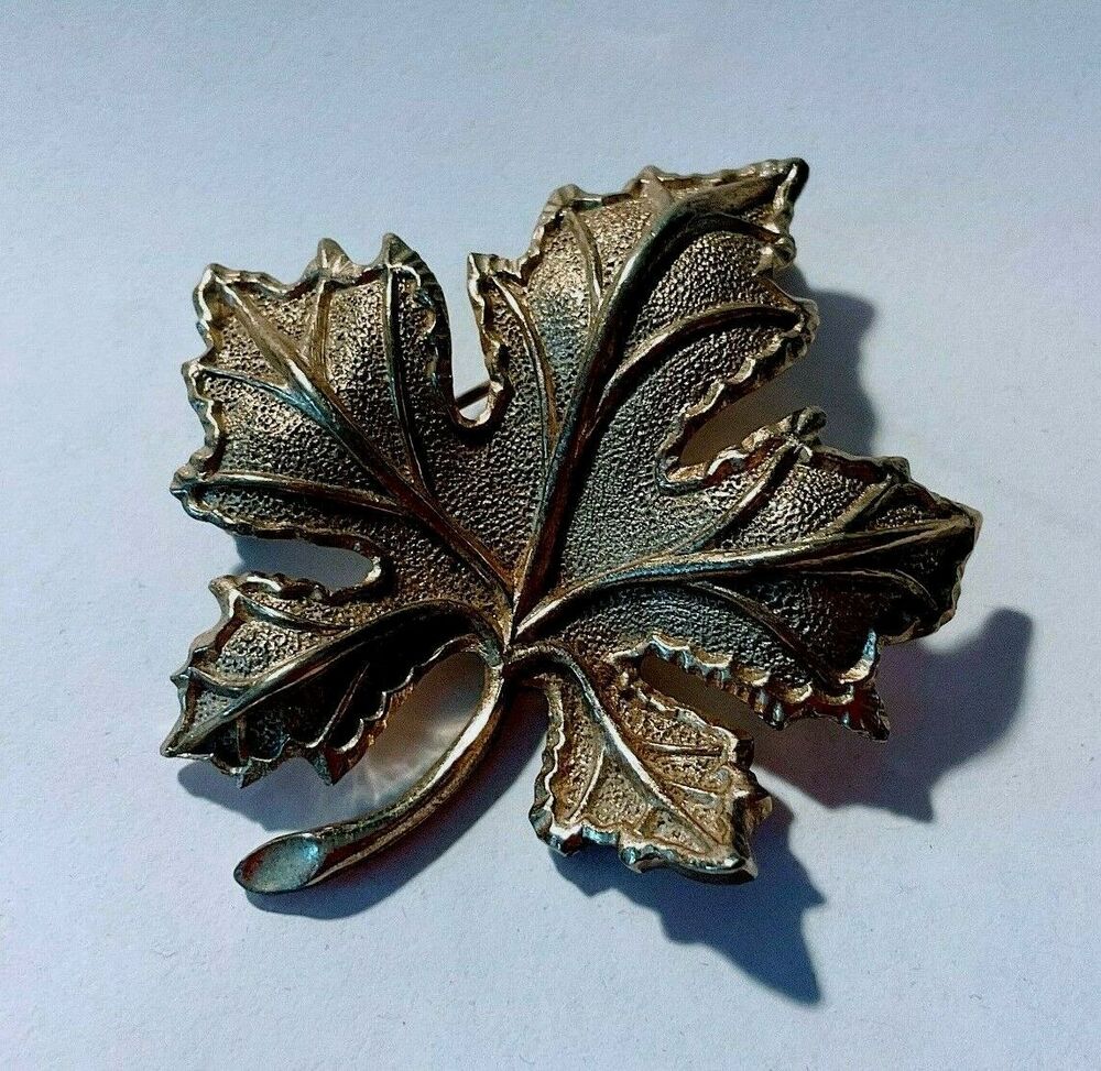 Vintage Antique Goldtone Maple Leaf Brooch Pin | Fall Harvest Festival Gift